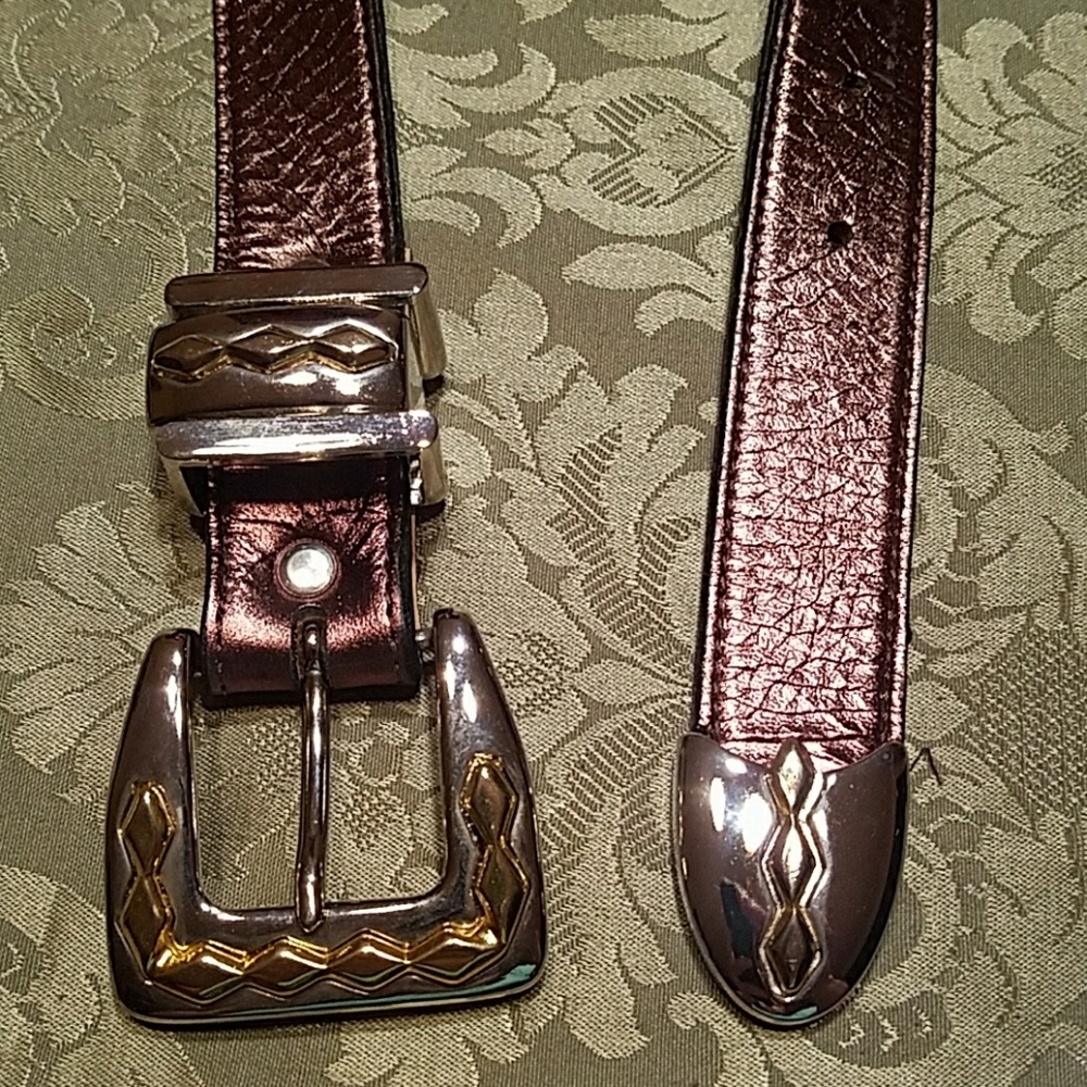 LEATHEROCK Copper Belt Silver and Gold Buckle